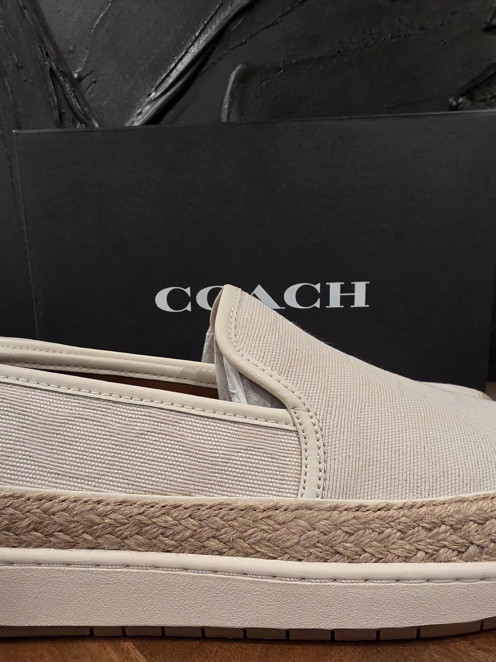 Coach Slip On Espadrille Sneakers Tan Canvas Rope Sole Men’s 10.5 NIB